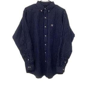 Ariat Men's Stretch Button Down Shirt Navy Geometric Print Size M